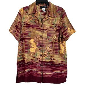 Sag Harbor Womens Shirt Floral Button Front Blouse Size 12